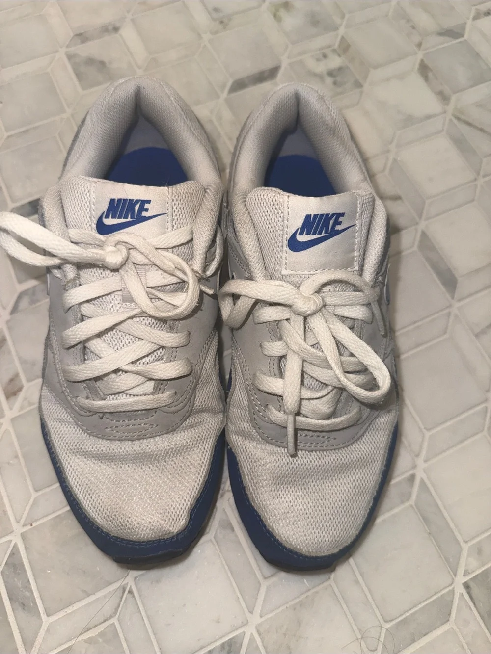 Nike Kids Sneakers in Light Gray and Royal Blue